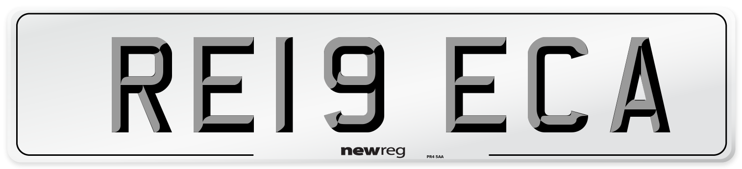 RE19 ECA Number Plate from New Reg